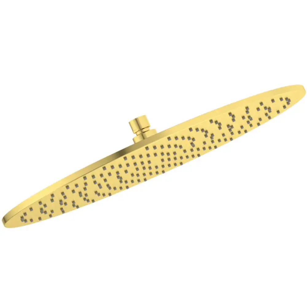 Regenbrause in Brushed Gold mit runder Form und gleichmäßiger Düsenausführung. Produkt von Ideal Standard für eine gleichmäßige Wasserverteilung.